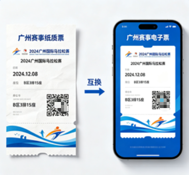 提供广州赛事纸质票与电子票互换服务